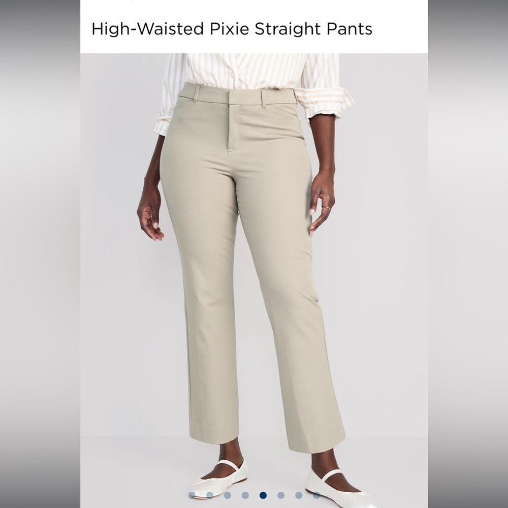 Beige straight pixie pants, work trousers